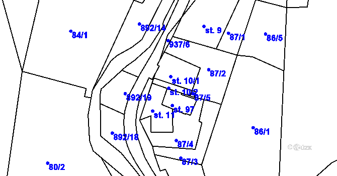 Parcela st. 10/2 v KÚ Kotvina, Katastrální mapa