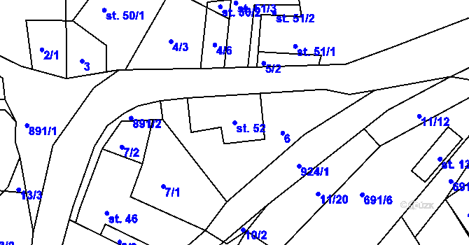 Parcela st. 52 v KÚ Kotvina, Katastrální mapa