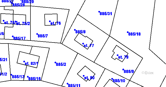 Parcela st. 77 v KÚ Kotvina, Katastrální mapa