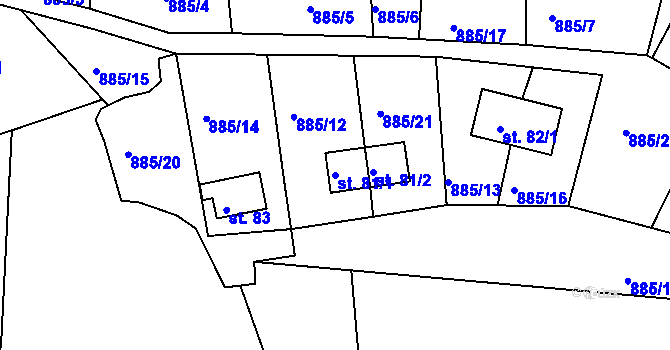 Parcela st. 81/1 v KÚ Kotvina, Katastrální mapa