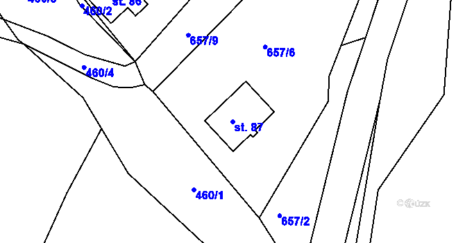 Parcela st. 87 v KÚ Kotvina, Katastrální mapa