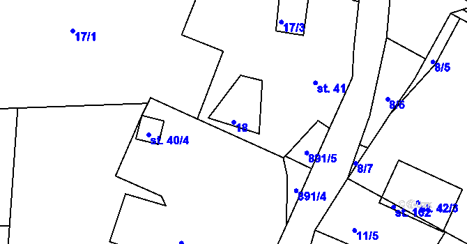 Parcela st. 18 v KÚ Kotvina, Katastrální mapa