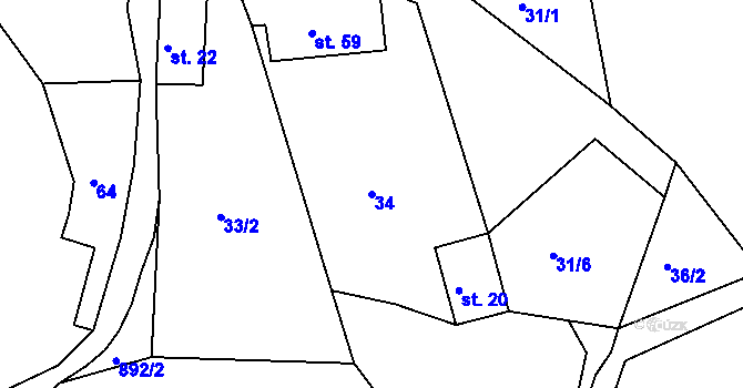 Parcela st. 34 v KÚ Kotvina, Katastrální mapa