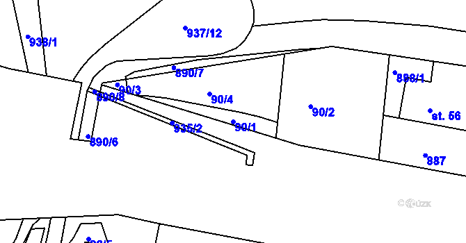 Parcela st. 90/1 v KÚ Kotvina, Katastrální mapa