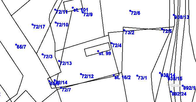 Parcela st. 99 v KÚ Kotvina, Katastrální mapa