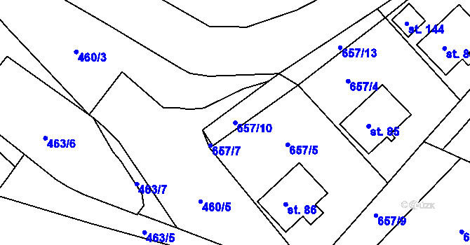 Parcela st. 657/10 v KÚ Kotvina, Katastrální mapa