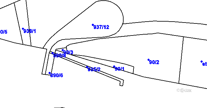 Parcela st. 90/4 v KÚ Kotvina, Katastrální mapa