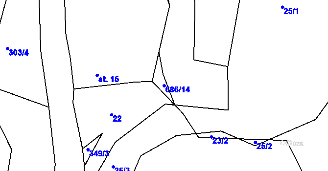Parcela st. 686/14 v KÚ Krupice, Katastrální mapa