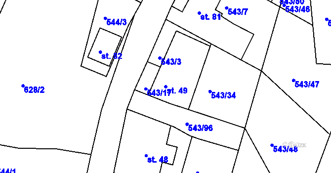 Parcela st. 49 v KÚ Okounov, Katastrální mapa