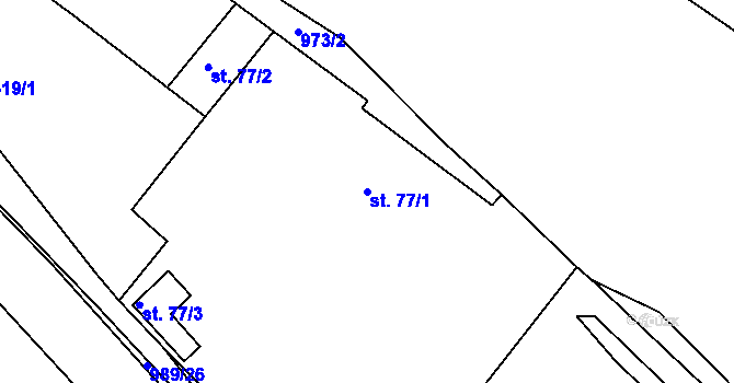 Parcela st. 77/1 v KÚ Okounov, Katastrální mapa