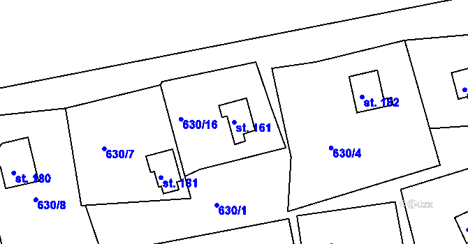 Parcela st. 161 v KÚ Okounov, Katastrální mapa