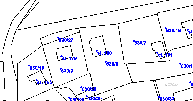 Parcela st. 180 v KÚ Okounov, Katastrální mapa