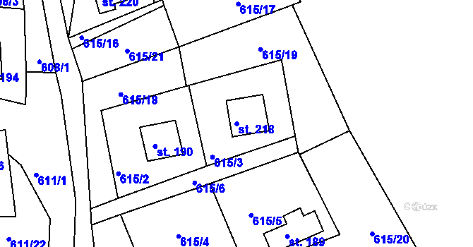 Parcela st. 218 v KÚ Okounov, Katastrální mapa