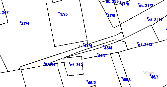 Parcela st. 47/4 v KÚ Okounov, Katastrální mapa