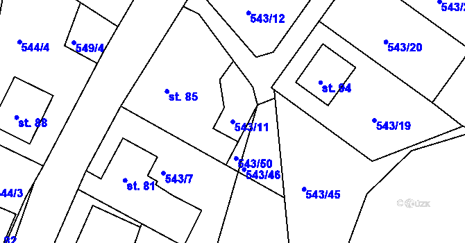 Parcela st. 543/11 v KÚ Okounov, Katastrální mapa