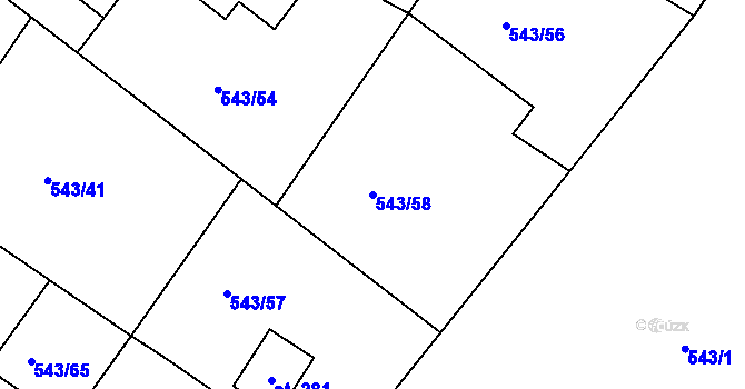 Parcela st. 543/58 v KÚ Okounov, Katastrální mapa