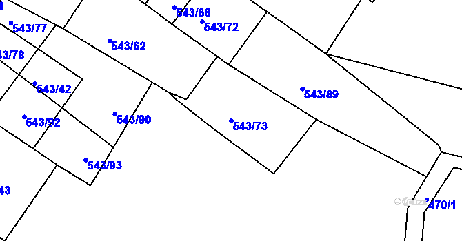 Parcela st. 543/73 v KÚ Okounov, Katastrální mapa