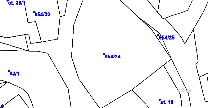Parcela st. 954/24 v KÚ Okounov, Katastrální mapa