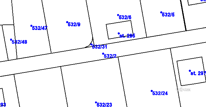 Parcela st. 532/2 v KÚ Okounov, Katastrální mapa