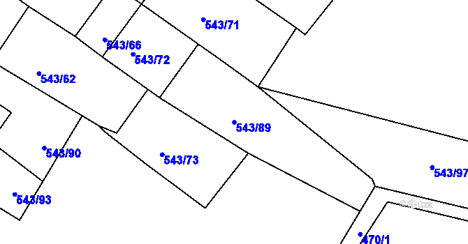 Parcela st. 543/89 v KÚ Okounov, Katastrální mapa