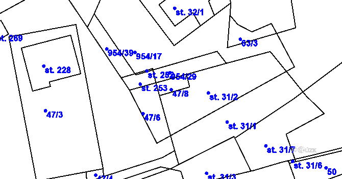 Parcela st. 47/8 v KÚ Okounov, Katastrální mapa