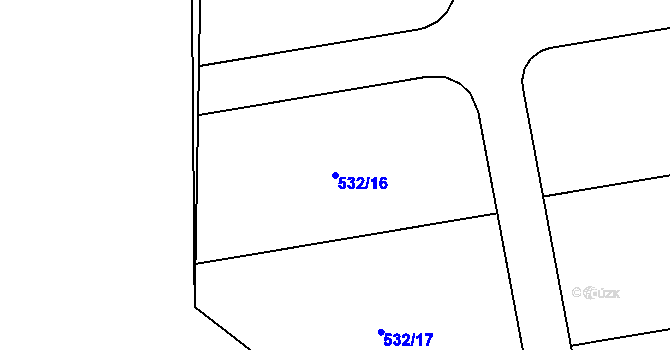 Parcela st. 532/16 v KÚ Okounov, Katastrální mapa