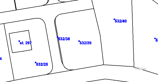 Parcela st. 532/26 v KÚ Okounov, Katastrální mapa
