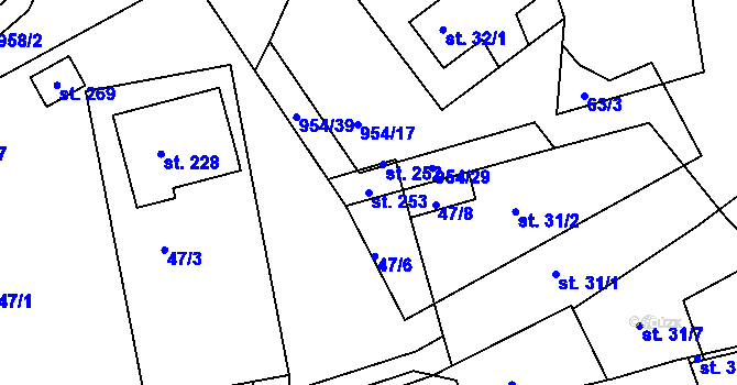 Parcela st. 253 v KÚ Okounov, Katastrální mapa