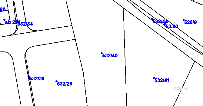 Parcela st. 532/40 v KÚ Okounov, Katastrální mapa