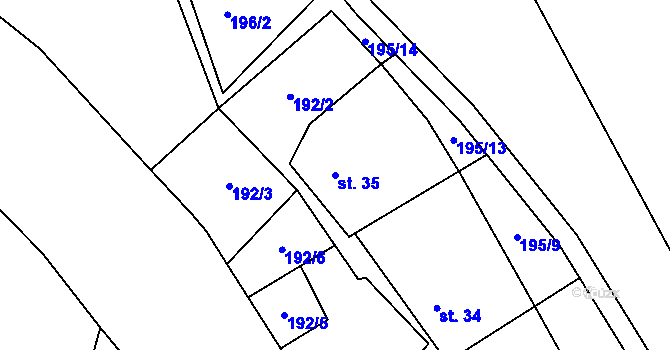 Parcela st. 35 v KÚ Oslovice, Katastrální mapa