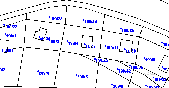 Parcela st. 37 v KÚ Oslovice, Katastrální mapa