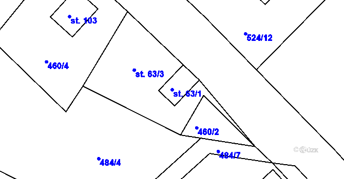 Parcela st. 63/1 v KÚ Jesenice u Chebu, Katastrální mapa