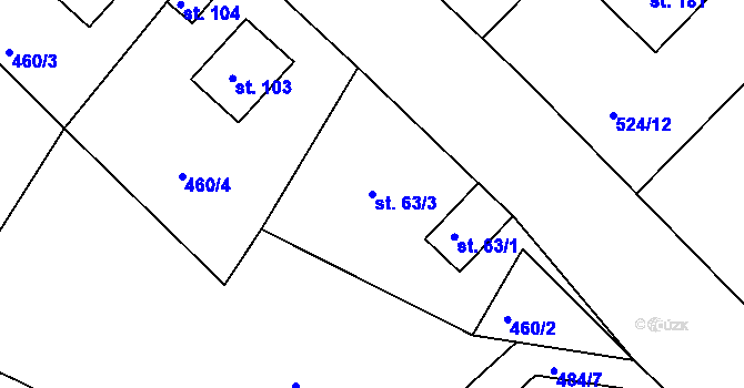 Parcela st. 63/3 v KÚ Jesenice u Chebu, Katastrální mapa