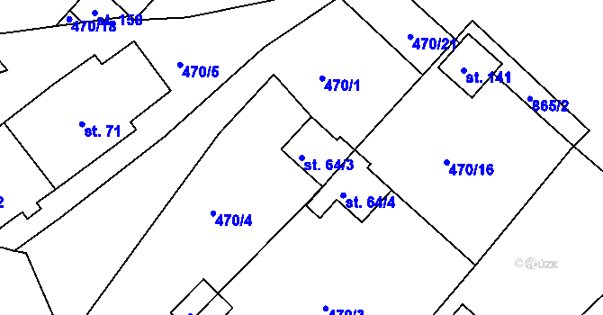 Parcela st. 64/3 v KÚ Jesenice u Chebu, Katastrální mapa