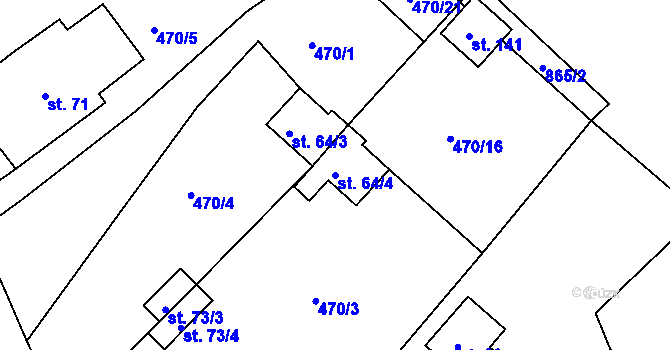 Parcela st. 64/4 v KÚ Jesenice u Chebu, Katastrální mapa