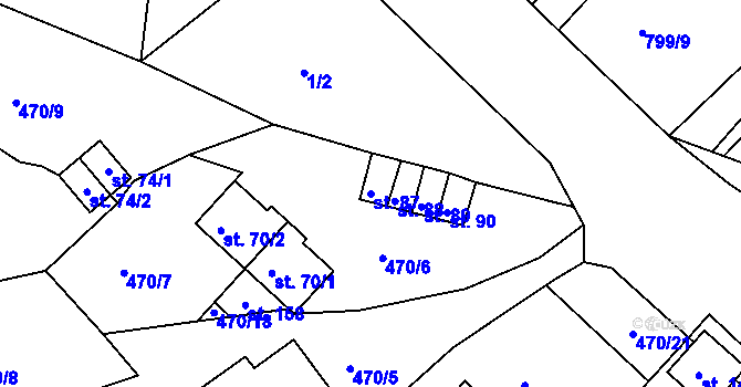 Parcela st. 87 v KÚ Jesenice u Chebu, Katastrální mapa