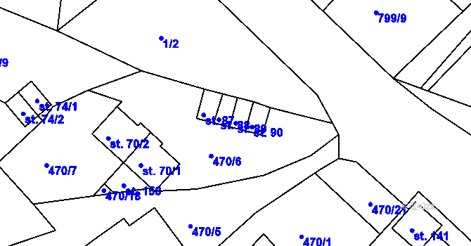 Parcela st. 89 v KÚ Jesenice u Chebu, Katastrální mapa