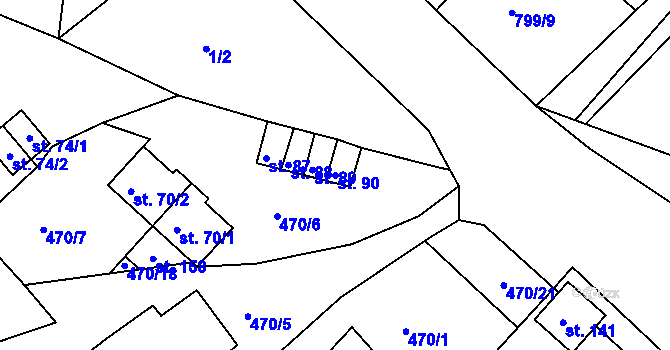 Parcela st. 90 v KÚ Jesenice u Chebu, Katastrální mapa