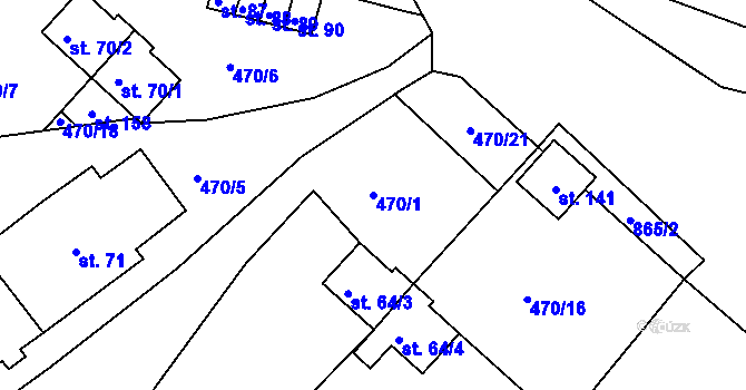 Parcela st. 470/1 v KÚ Jesenice u Chebu, Katastrální mapa