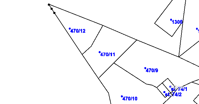 Parcela st. 470/11 v KÚ Jesenice u Chebu, Katastrální mapa