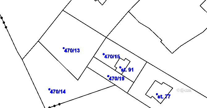 Parcela st. 470/15 v KÚ Jesenice u Chebu, Katastrální mapa