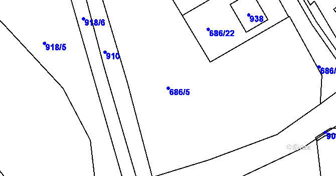 Parcela st. 686/5 v KÚ Jesenice u Chebu, Katastrální mapa