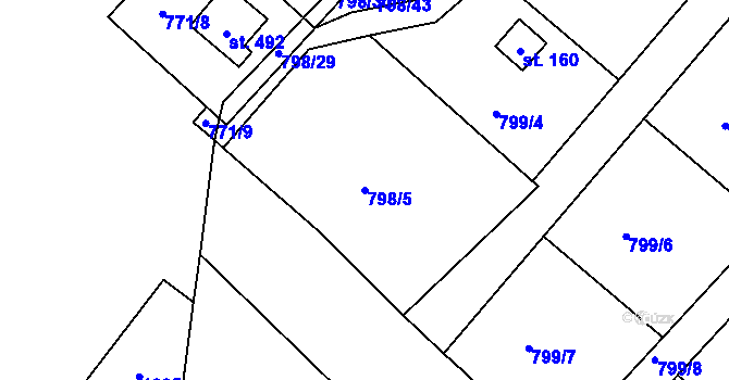 Parcela st. 798/5 v KÚ Jesenice u Chebu, Katastrální mapa