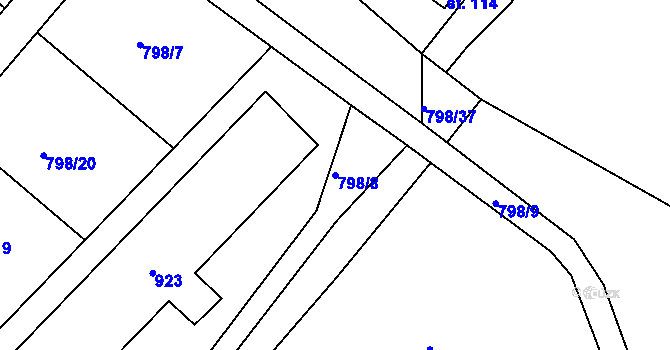 Parcela st. 798/8 v KÚ Jesenice u Chebu, Katastrální mapa