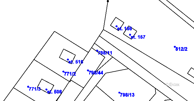 Parcela st. 798/11 v KÚ Jesenice u Chebu, Katastrální mapa