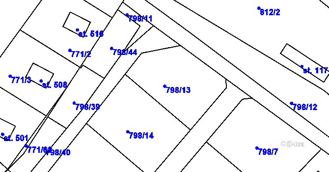 Parcela st. 798/13 v KÚ Jesenice u Chebu, Katastrální mapa
