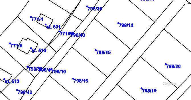 Parcela st. 798/15 v KÚ Jesenice u Chebu, Katastrální mapa