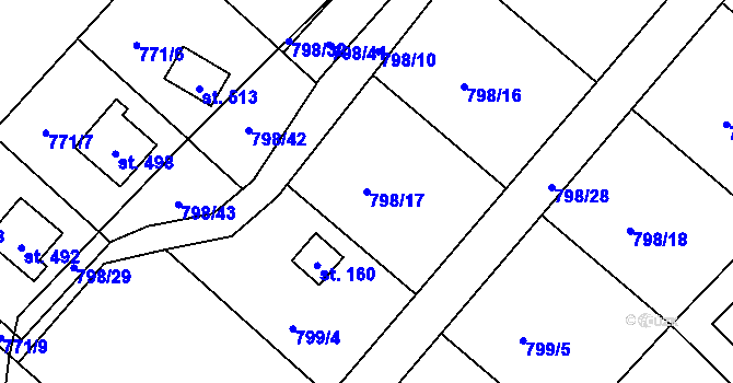 Parcela st. 798/17 v KÚ Jesenice u Chebu, Katastrální mapa