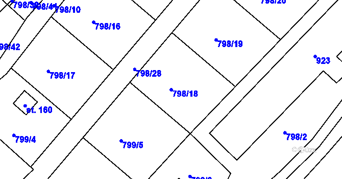 Parcela st. 798/18 v KÚ Jesenice u Chebu, Katastrální mapa