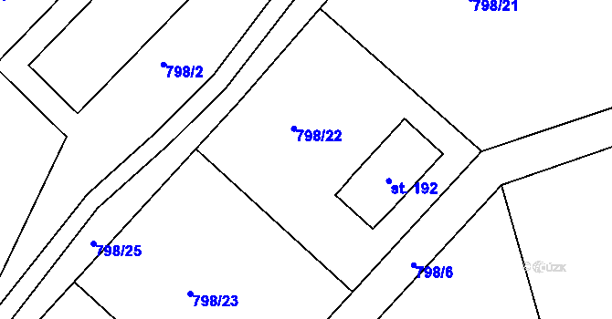 Parcela st. 798/22 v KÚ Jesenice u Chebu, Katastrální mapa